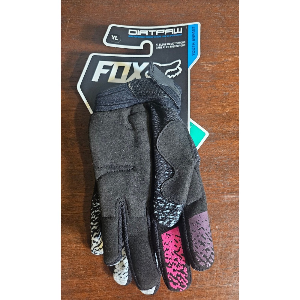 Fox Dirtpaw Motocross Gloves Kids Large Black Pink Purple Racing Gear